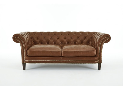 Chesterfield Men's Club Sofa Couch Leather Upholstery Two-Seater Brown NEW jvmoebel ®