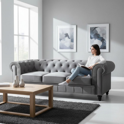 Chesterfield Sofa Couch Upholstery Fabric Leather Couches Upholstery Suite 3 Seaters