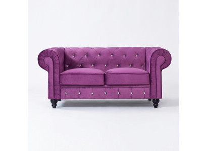 Classic Leather Couch - Purple Chesterfield Fabric Sofa 2-Seater New jvmoebel ®