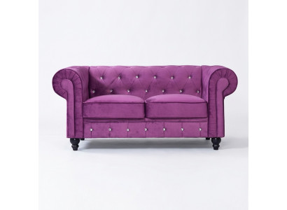 Classic Leather Couch - Purple Chesterfield Fabric Sofa 2-Seater New jvmoebel ®