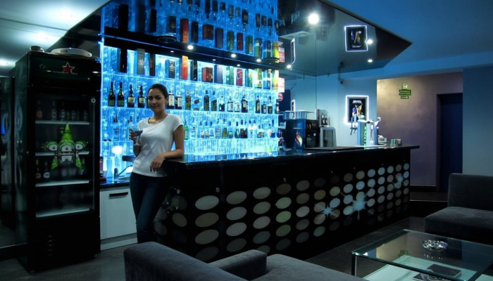 LED display bar water wall column illuminated water walls bar counter display furniture