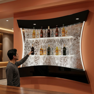 LED shelf bar water wall column illuminated decorative water walls bar counter