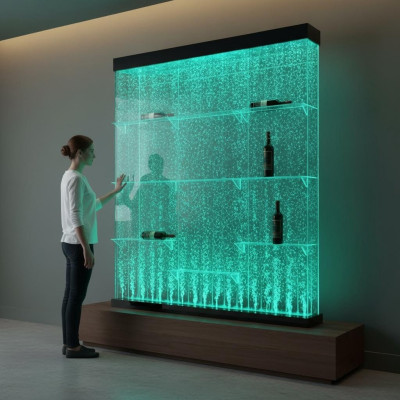 Counter Shelves Designer Illuminated LED Water Wall Bar Shelf Column
