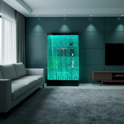 Counter Shelves Designer Illuminated LED Water Wall Bar Shelf Column