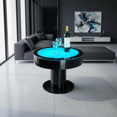Round table bar, round tables, LED water feature, illuminated LED furniture