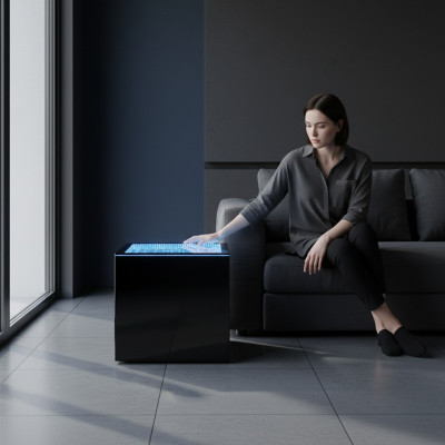 LED square side table coffee table living room furniture water column