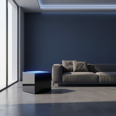 LED square side table coffee table living room furniture water column