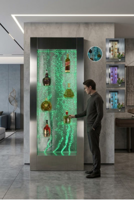 Regal Designer Illuminated LED Water Wall Bar Shelf Column