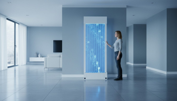 Partition shelf cabinet water wall column walls waterwall LED