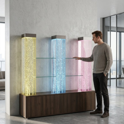 LED Display Bar Water Wall Column Illuminated Water Walls Bar Counter Display Furniture