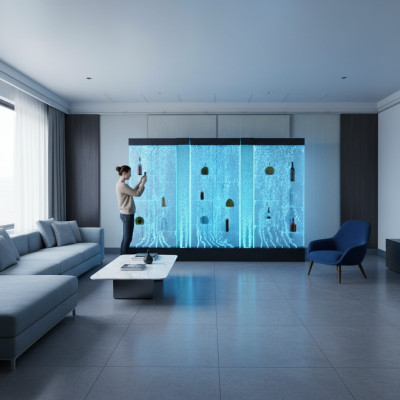 LED Shelf Bar Water Wall Deco Column Illuminated Water Walls Bar Counter