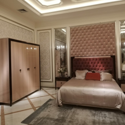 Bed 2x Nightstand 3-piece Bedroom Set Design Modern Luxury