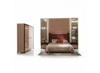 Bed 2x Nightstand 3-piece Bedroom Set Design Modern Luxury