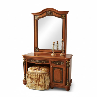 Luxury Class Baroque Rococo Dressing Table with Mirror Dresser Decorative Consoles