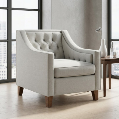 Chair 1x Dining Room Upholstered Chair TV Lounge Textile Seat Armchair Chesterfield