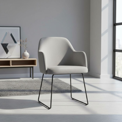 Modern armchairs group 6 chairs set gray upholstery armrest design