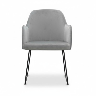 Modern armchairs group 6 chairs set gray upholstery armrest design