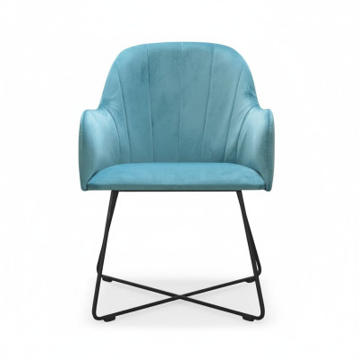 Modern armchair group set of 8 chairs suite turquoise upholstery armrest