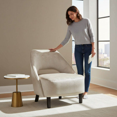 Armchair Chair 1x Dining Room Television Lounge Textile Seat Chesterfield Upholstered Chair