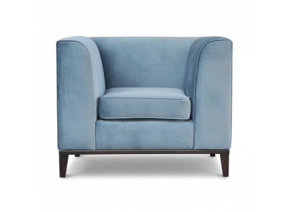 Armchair Chair 1x Dining Room Television Lounge Textile Seat Blue Modern Upholstered Chair