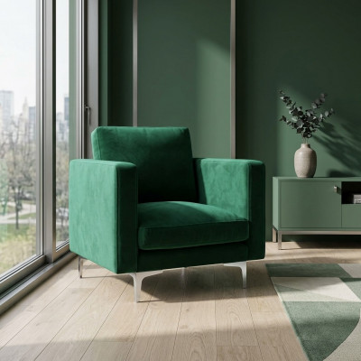 Chair 1x Dining Room TV Lounge Textile Seat Green Modern Upholstered Chair
