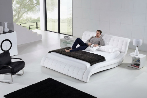 Bed Beds Upholstery Double Marriage Hotel Luxury Leather Modern Decor Designer