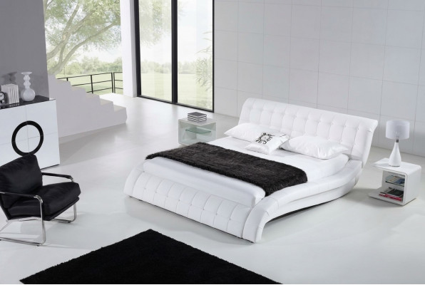 Bed Beds Upholstery Double Marriage Hotel Luxury Leather Modern Decor Designer