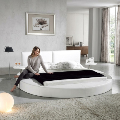 Round bed modern design luxury upholstery round beds textile fabric