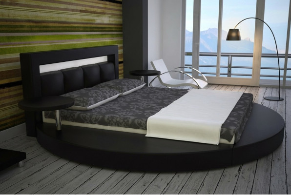 Round bed design, upholstered beds, upholstered round bed, round