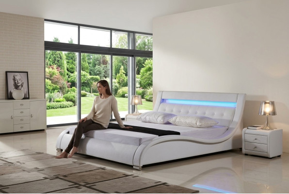Bed Beds Cushion Double Marriage Hotel Luxury Leather Decor Modern Designer