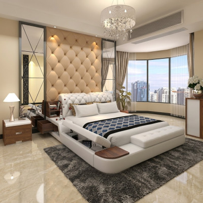 Multifunction Bed Design Upholstered Double Bed Chesterfield Luxury