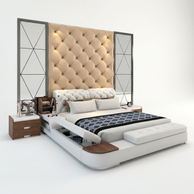 Multifunction Bed Design Upholstered Double Bed Chesterfield Luxury