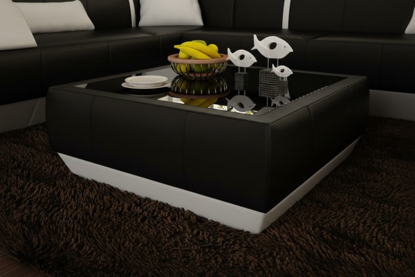 Padded sofa tables black coffee table glass table side modern