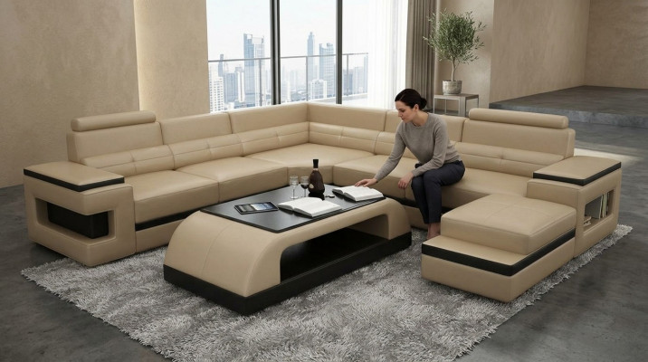 Leather coffee table, modern table, modern glass table, design tables, glass.