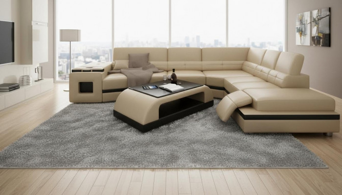 Leather coffee table, modern table, modern glass table, design tables, glass.