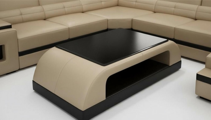 Leather coffee table, modern table, modern glass table, design tables, glass.