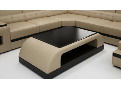 Leather coffee table, modern table, modern glass table, design tables, glass.