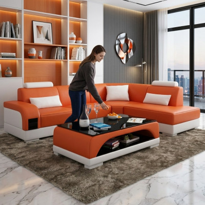 Leather table, coffee table, glass table, sofa, side table, modern table, upholstered