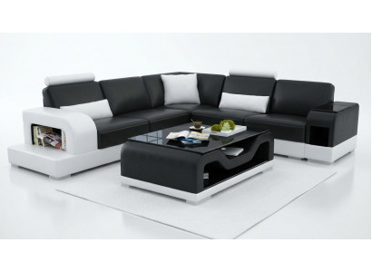 Black coffee table glass table sofa side modern table padded