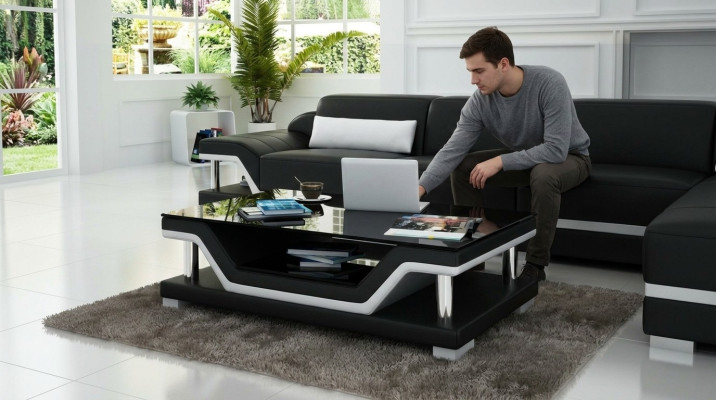 Padded tables black coffee table glass table sofa side modern