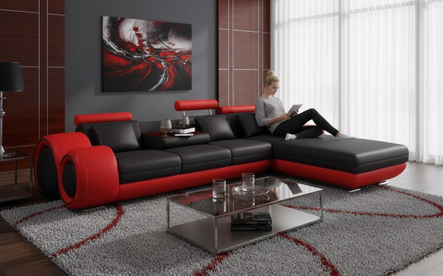 Corner sofa couch upholstered living landscape leather corner sofa set