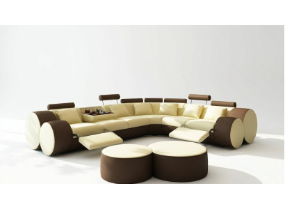 Corner sofa, leather sofa couch - designer sofa set seating upholstery living landscape