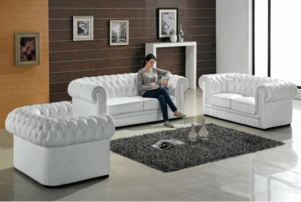 Chesterfield Couches Sofas Upholstery Leather 3-2 Seater Sofa Set Sets