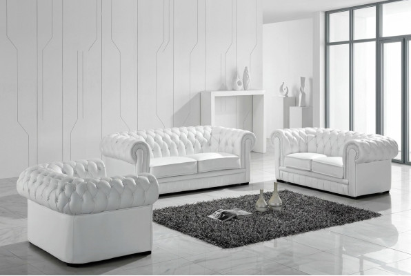 Chesterfield Couches Sofas Upholstery Leather 3-2 Seater Sofa Set Sets
