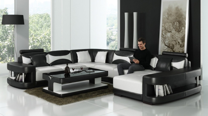 Luxury corner sofa upholstery couch living landscape U-shape - leather sofas