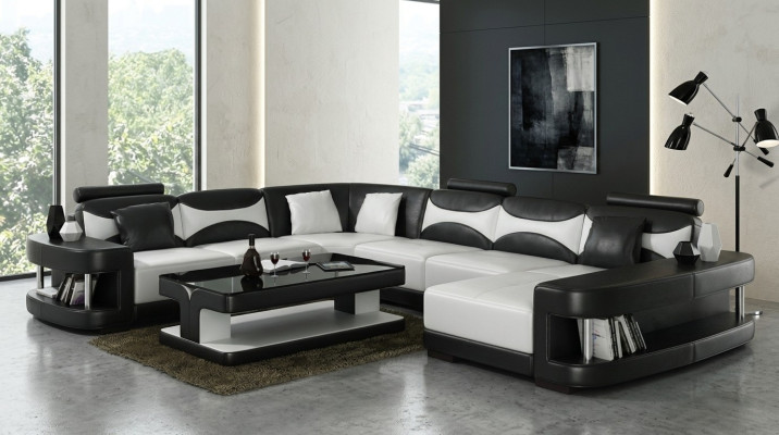 Luxury corner sofa upholstery couch living landscape U-shape - leather sofas