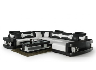 Luxury corner sofa upholstery couch living landscape U-shape - leather sofas
