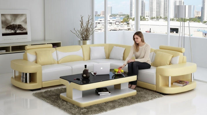 Design leather corner sofa couch upholstered corner sitting living landscape suite