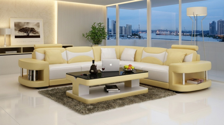 Design leather corner sofa couch upholstered corner sitting living landscape suite