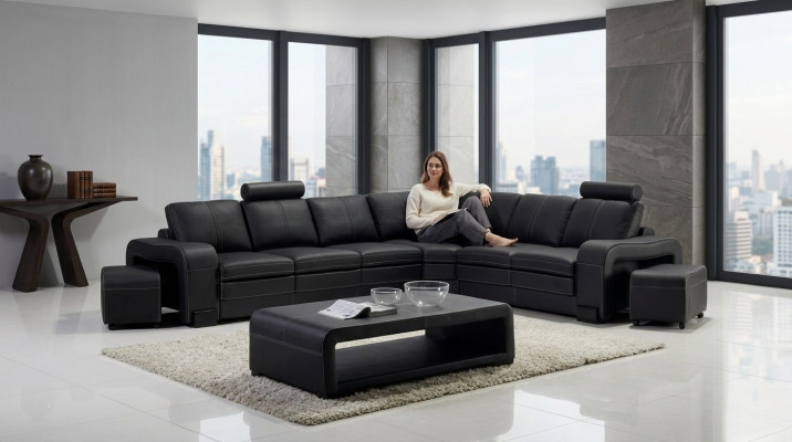 Designer sofa couch corner sofa with ottoman upholstery suite living landscape